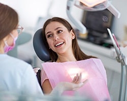 woman smiling in dental chair