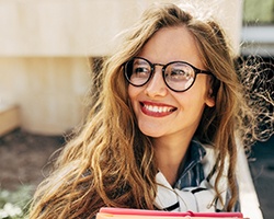 woman smiling outside